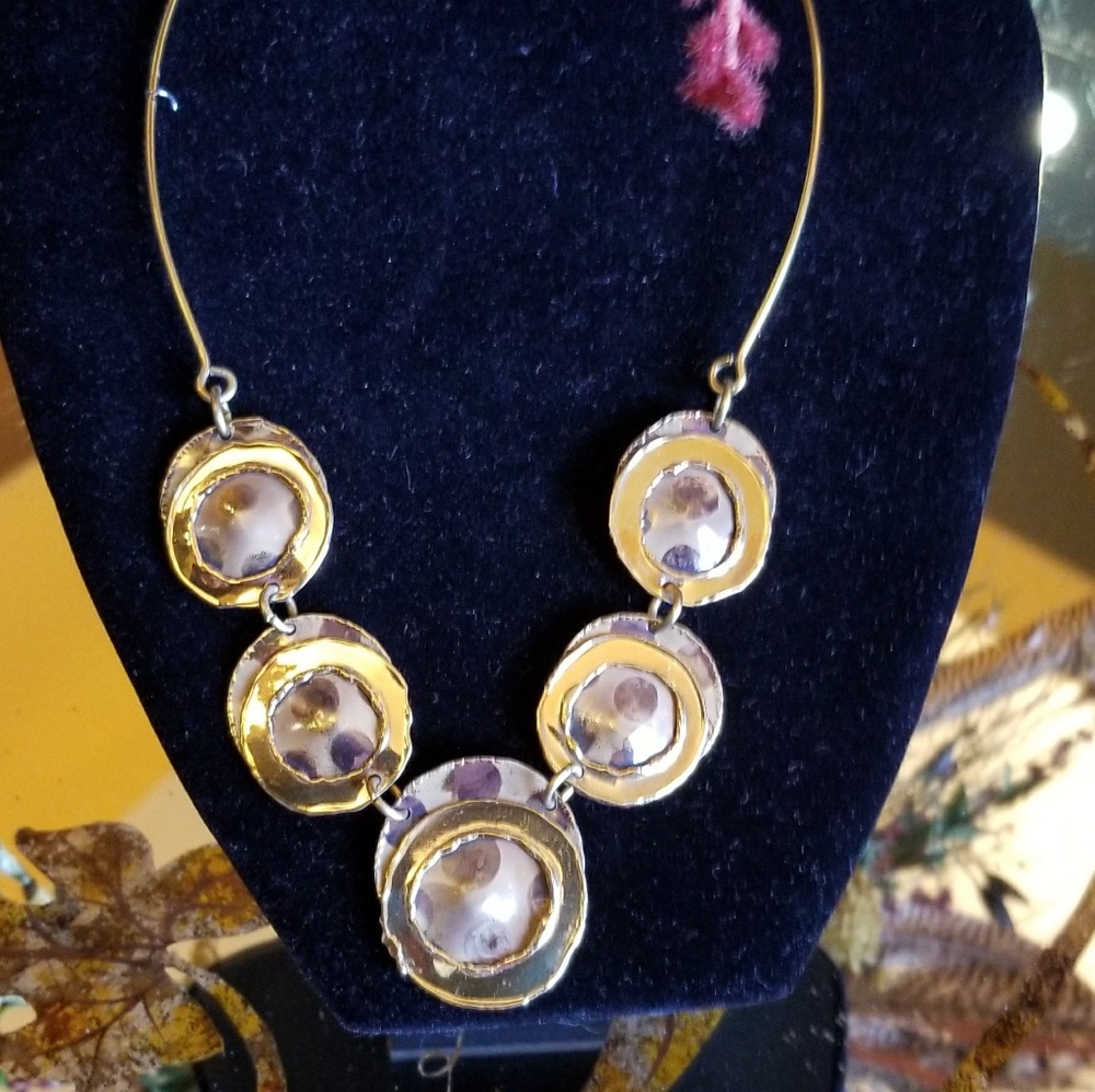 African handmade copper and brass cheetah necklace